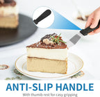 Stainless Steel Offset Icing Spatula Set - 4 Essential Sizes showcasing four spatulas in a range of lengths for cake decorating.