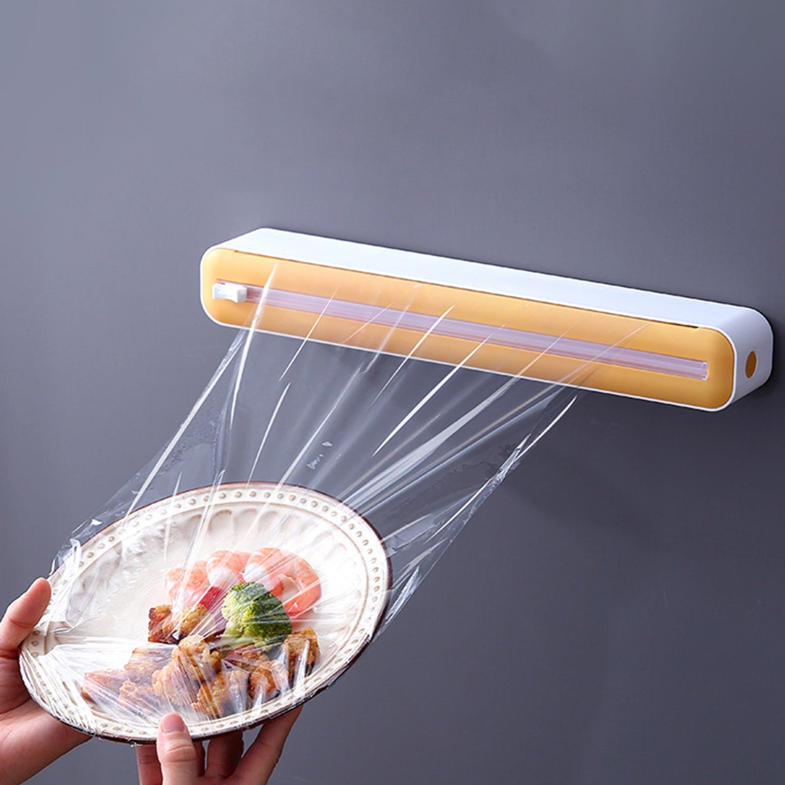 Cling Wrap Cutter - Magnetic Back Design - Two-Way Slider - Plastic Wrap Cutting - Fridge Mounted - Saran Wrap Organizer - Kitchen Tool Black