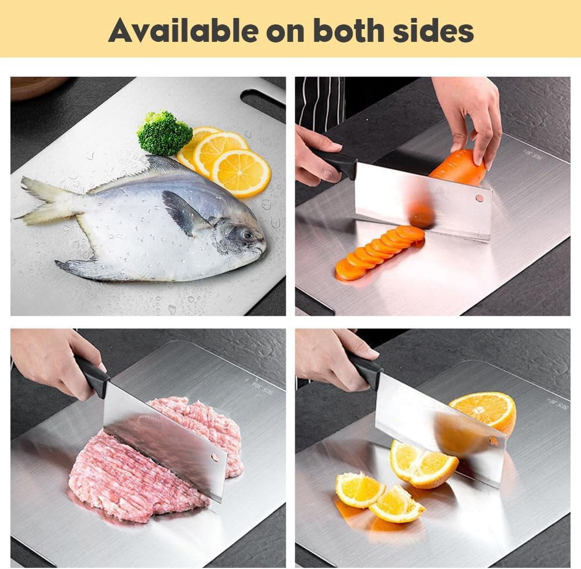 New Titanium Cutting Boards - 100% Pure Titanium Cutting Boards for Kitchen - Cutting Edge Hygiene & Durability, Double Sided Medical-grade Titanium Cutting Mat from Japan (15 x 11 in) 18" x 12"