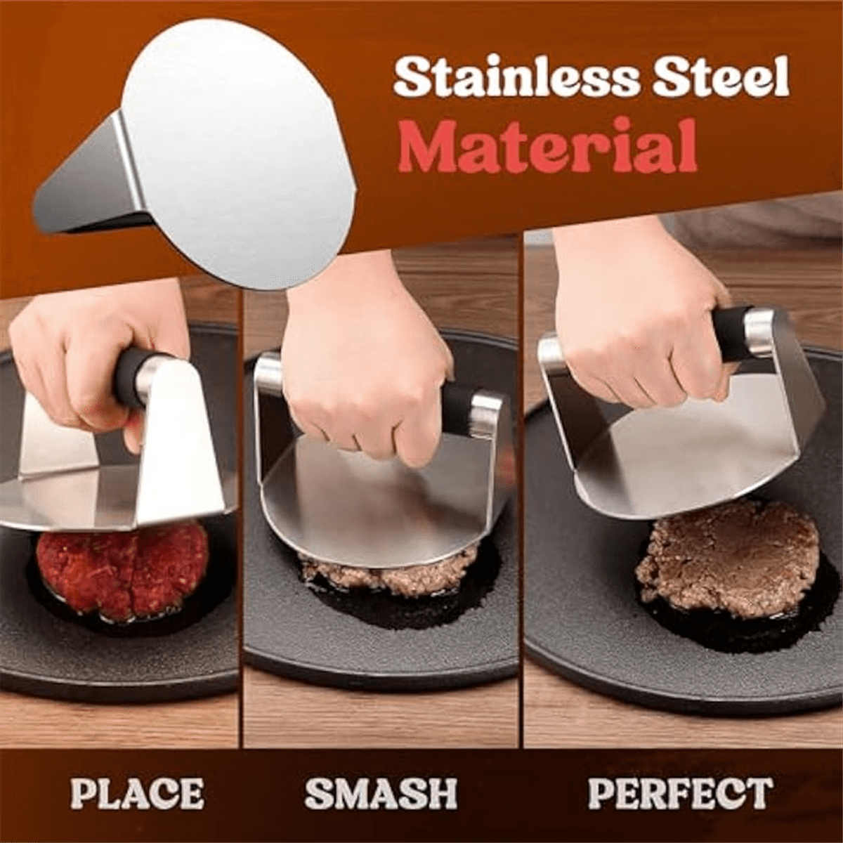 Smash Burger ,Hamburger Smasher Tool for Griddle, Stainless Steel Ham Patty ,Grill Smashburger - Flavour Fushion Cooking Shop