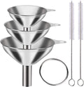 4 Pcs Metal Stainless Steel Funnel, Large Small Funnel Set of 3, Food Grade Mini Funnels for Kitchen Use Filling Bottles Liquor Flask Tiny Spice Cooking Powder Water Silver