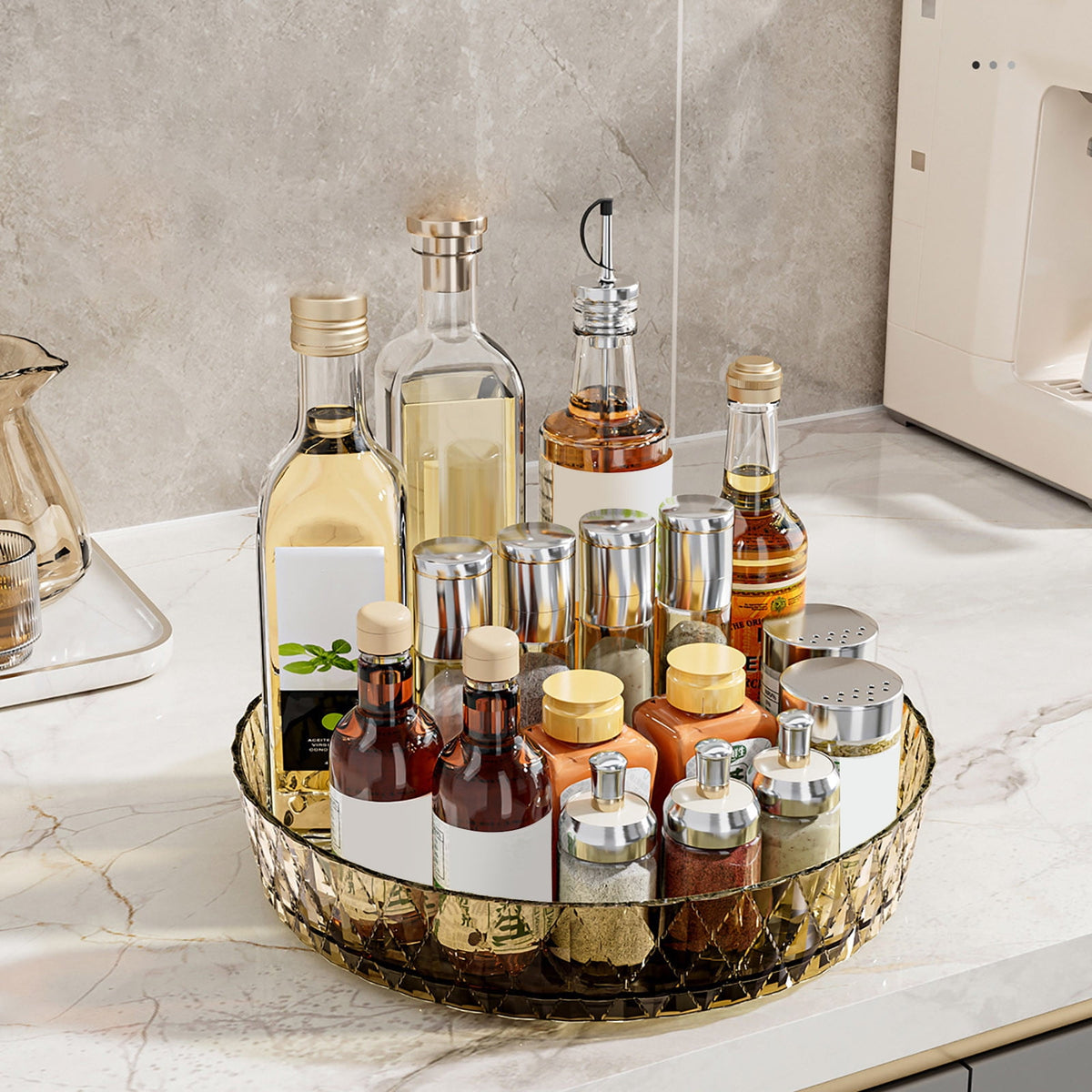 Xuniizn Multipurpose Lazy Susan Organizer - 360 Rotating Spice Rack Turntable for Kitchen Cabinet Storage & Table Top Display Coffee - Flavour Fushion Cooking Shop
