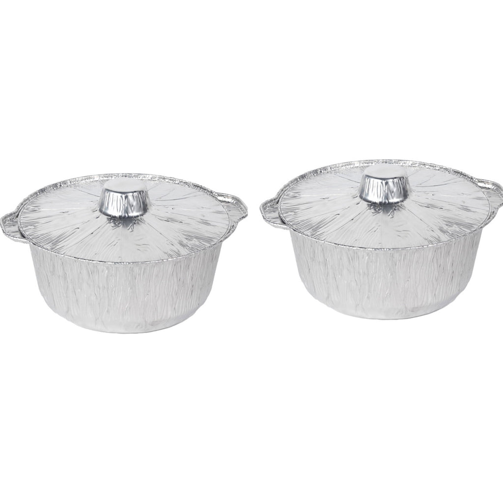 Under $1 Tyidzon Foil Pans Aluminum Round Foil Pan 2pcs Disposable Aluminum Pans with Lid 10*3.5Inch Baking Foil Pan Tinfoil Camping Pot for Prepping Food