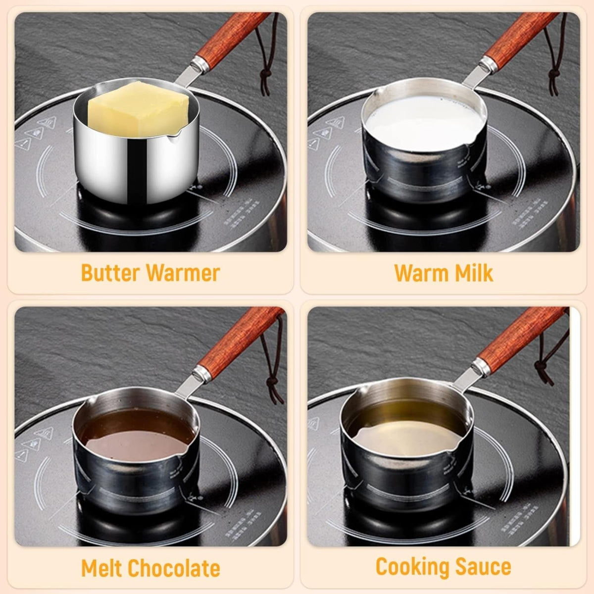 Bakeware Clearance! JWDX Oil Pouring Pot 80Ml, Stainless Steel Pan Mini Milk Warmer Pot Soup Pan - Flavour Fushion Cooking Shop