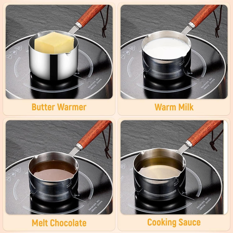 Bakeware Clearance! JWDX Oil Pouring Pot 80Ml, Stainless Steel Pan Mini Milk Warmer Pot Soup Pan - Flavour Fushion Cooking Shop