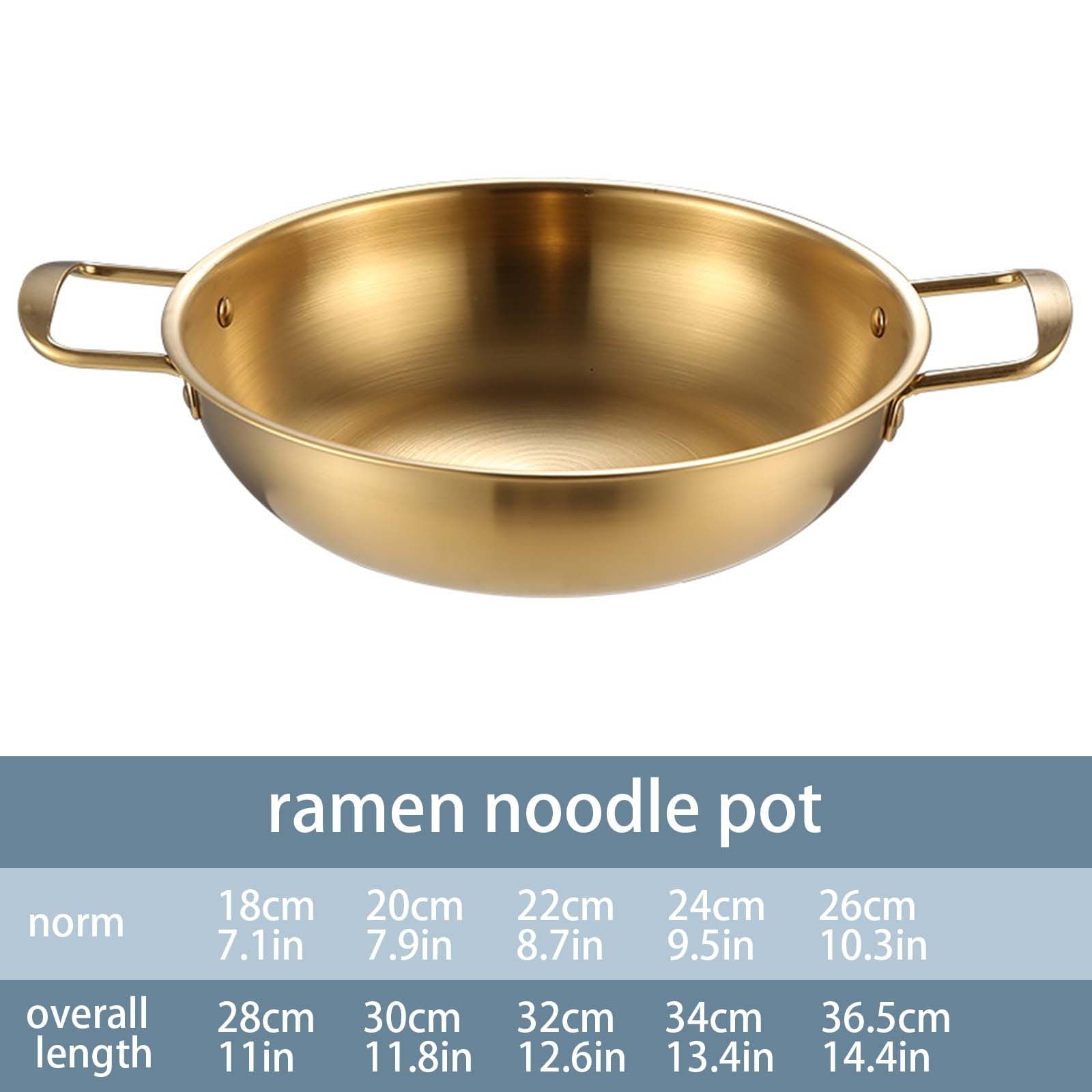 JWDX Stainless Steel Instant Noodle Pot Clearance, 7.1" Korean Ramen Noodle Pot with Handles Stainless Everyday Pan Golden Korean Cooking Pot for Soup Noodle Pasta Home and Outdoor Dishwasher GDB