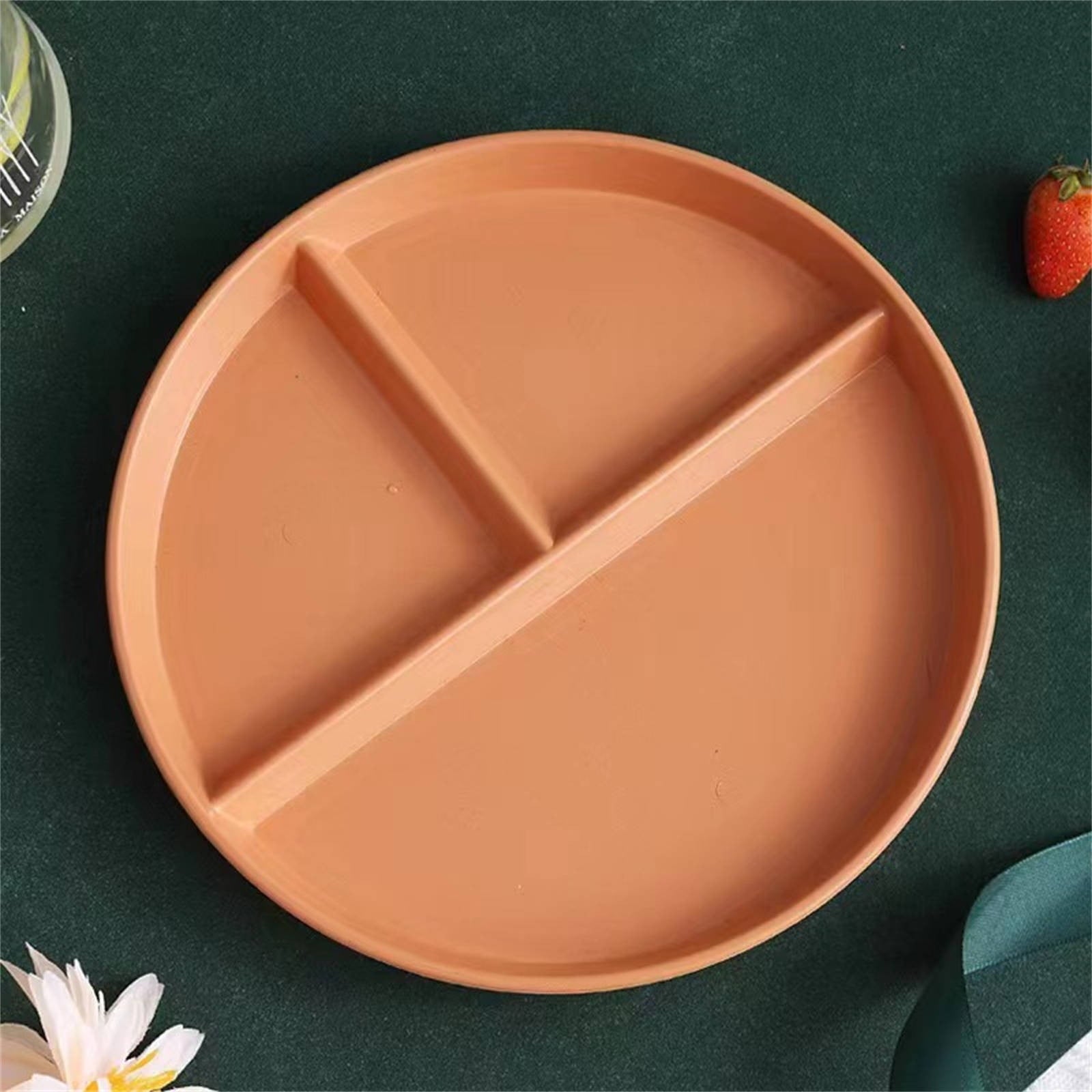 JWDX Tableware Clearance, Wheat Plates for Adults Reusable Dinnerware Set Kids Divided Plate Bariatric Plastic Salad Lunch Tray Microwave and Dishwasher A