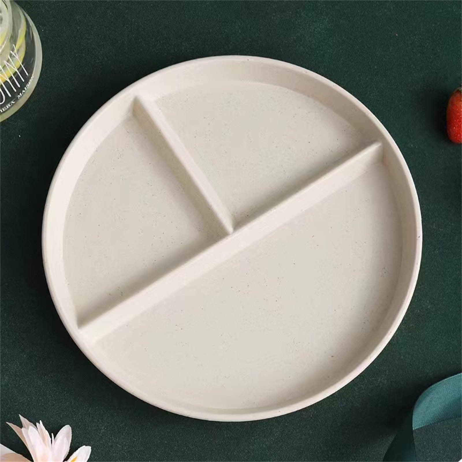 JWDX Tableware Clearance, Wheat Plates for Adults Reusable Dinnerware Set Kids Divided Plate Bariatric Plastic Salad Lunch Tray Microwave and Dishwasher BGA