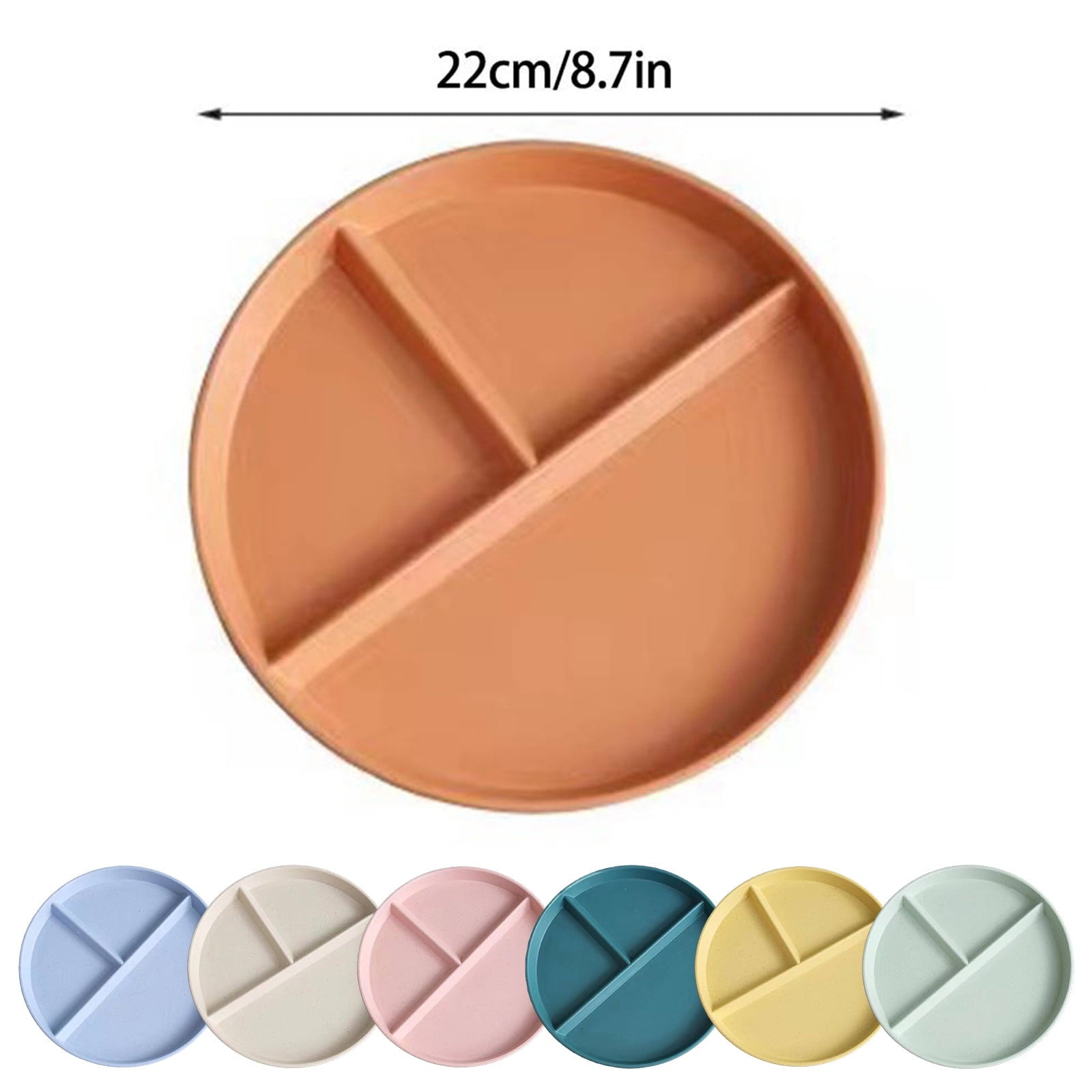 JWDX Tableware Clearance, Wheat Plates for Adults Reusable Dinnerware Set Kids Divided Plate Bariatric Plastic Salad Lunch Tray Microwave and Dishwasher BU1