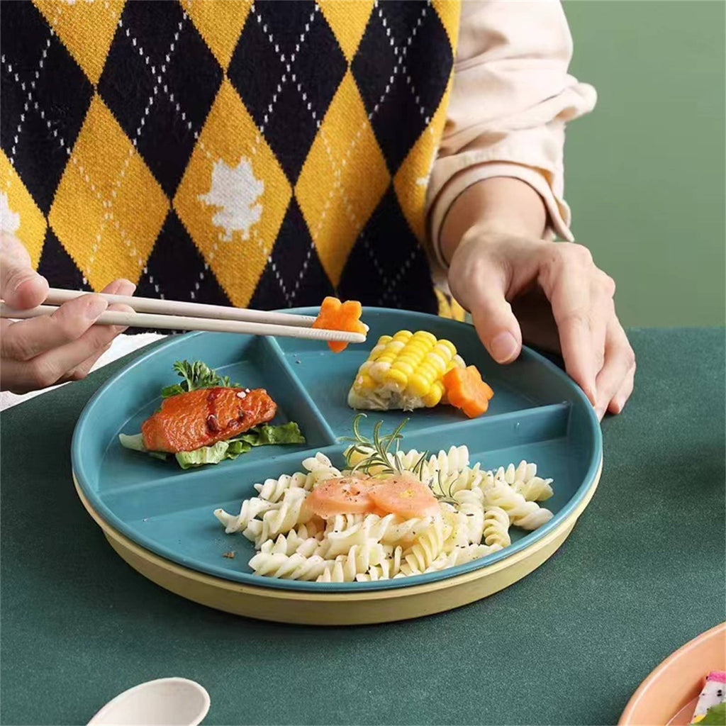 JWDX Tableware Clearance, Wheat Plates for Adults Reusable Dinnerware Set Kids Divided Plate Bariatric Plastic Salad Lunch Tray Microwave and Dishwasher BU2