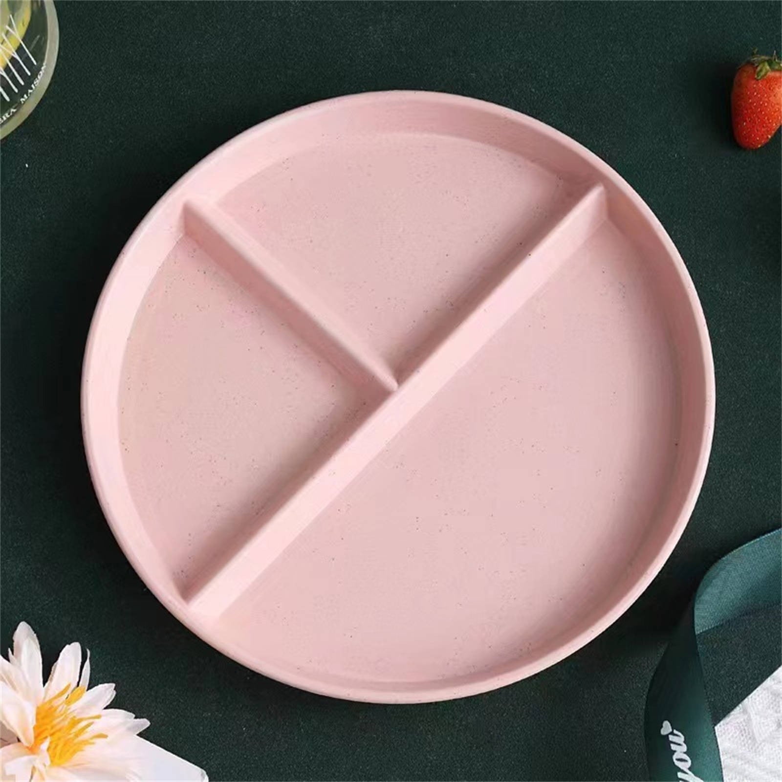JWDX Tableware Clearance, Wheat Plates for Adults Reusable Dinnerware Set Kids Divided Plate Bariatric Plastic Salad Lunch Tray Microwave and Dishwasher PKA