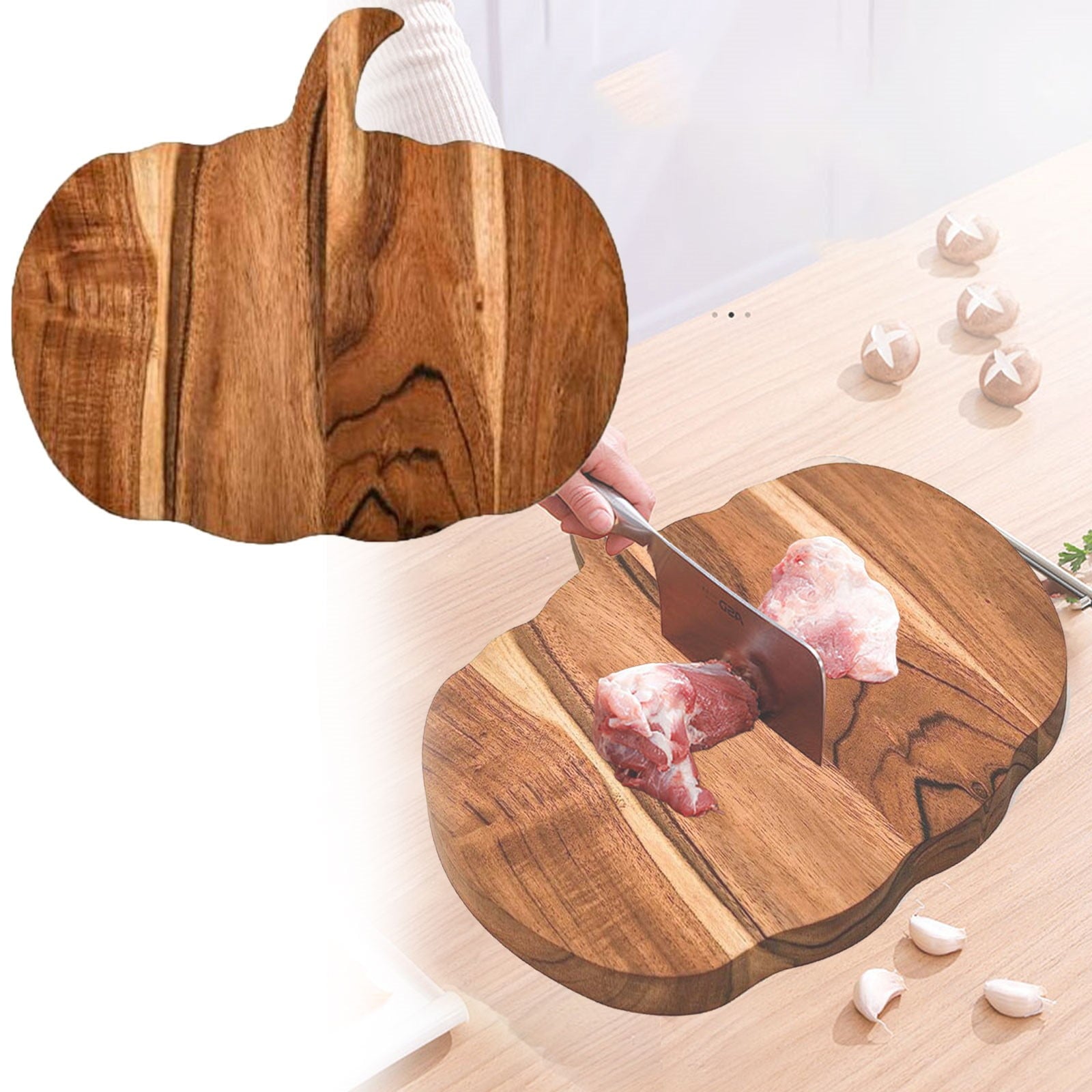JWDX Cooking Utensils Clearance, Kitchen Pumpkin Cutting Board Halloween Charcuterie Wooden Boards Halloween Pumpkin Shaped Wood Cutting Board Cooked Food Wooden Board for Chopping Meat As shown