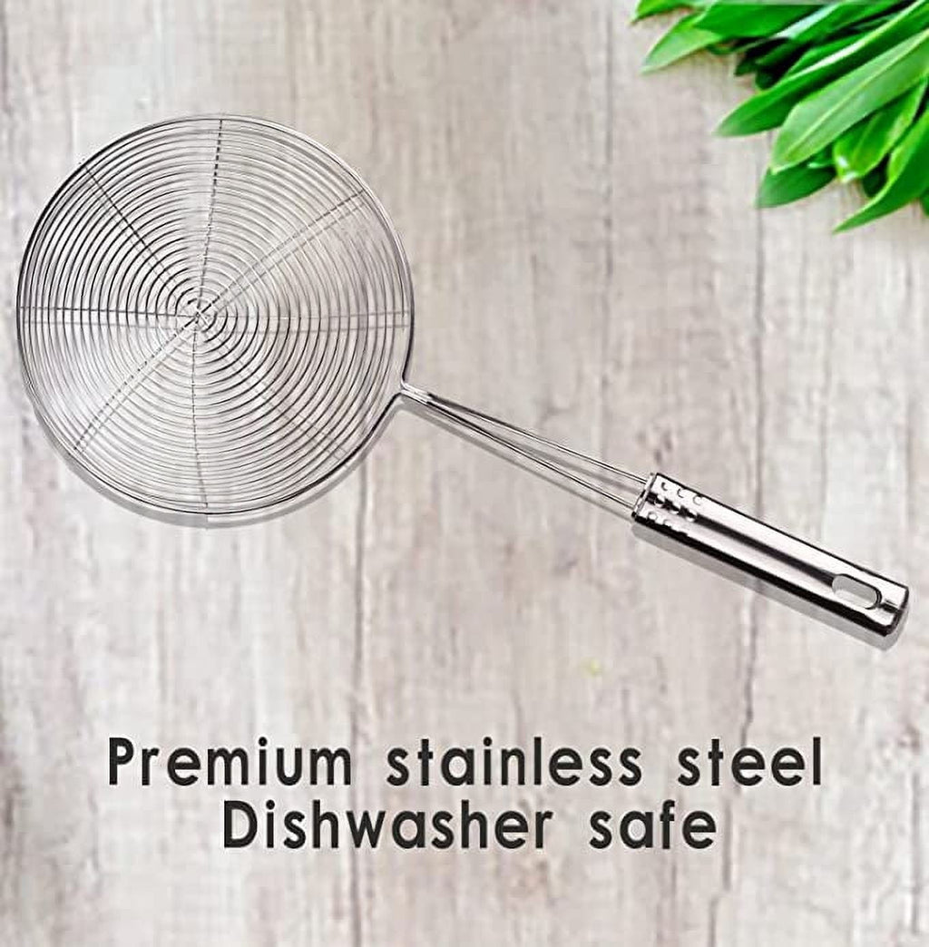 JWDX Strainers Clearance, Stainless Strainer for Cooking and Frying Kitchen Utensils Wire Strainer Pasta Strainer Spoon As shown
