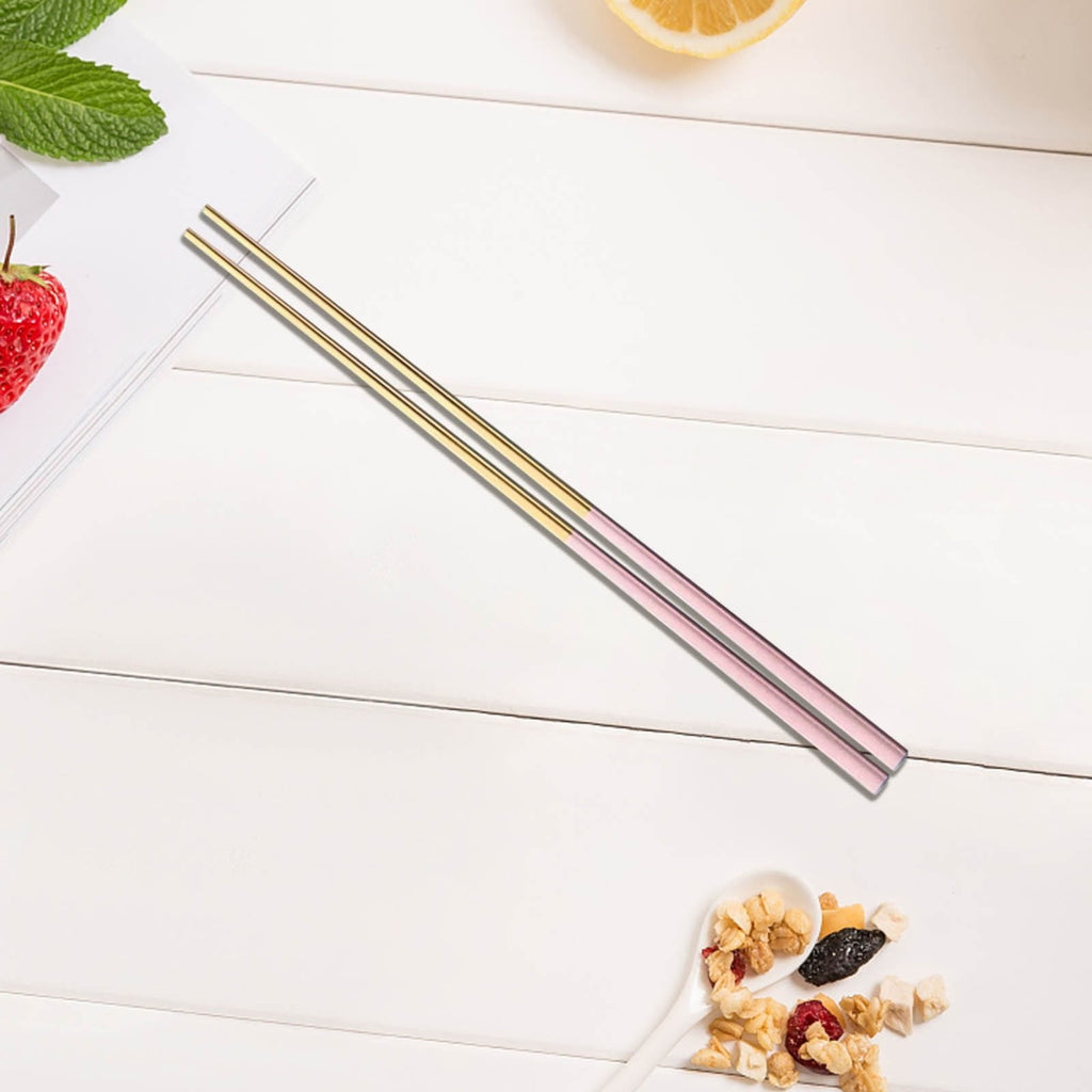 JWDX Tableware Clearance, 1 Pairs Stainless Chopsticks Reusable Dishwasher Noodles Chopsticks Eating Cooking Dinning Flatware Kitchen Utensils(Gold ) As shown