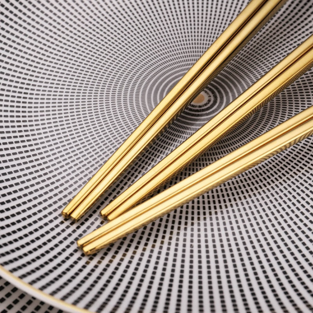 JWDX Tableware Clearance, 1 Pairs Stainless Chopsticks Reusable Dishwasher Noodles Chopsticks Eating Cooking Dinning Flatware Kitchen Utensils(Gold ) As shown