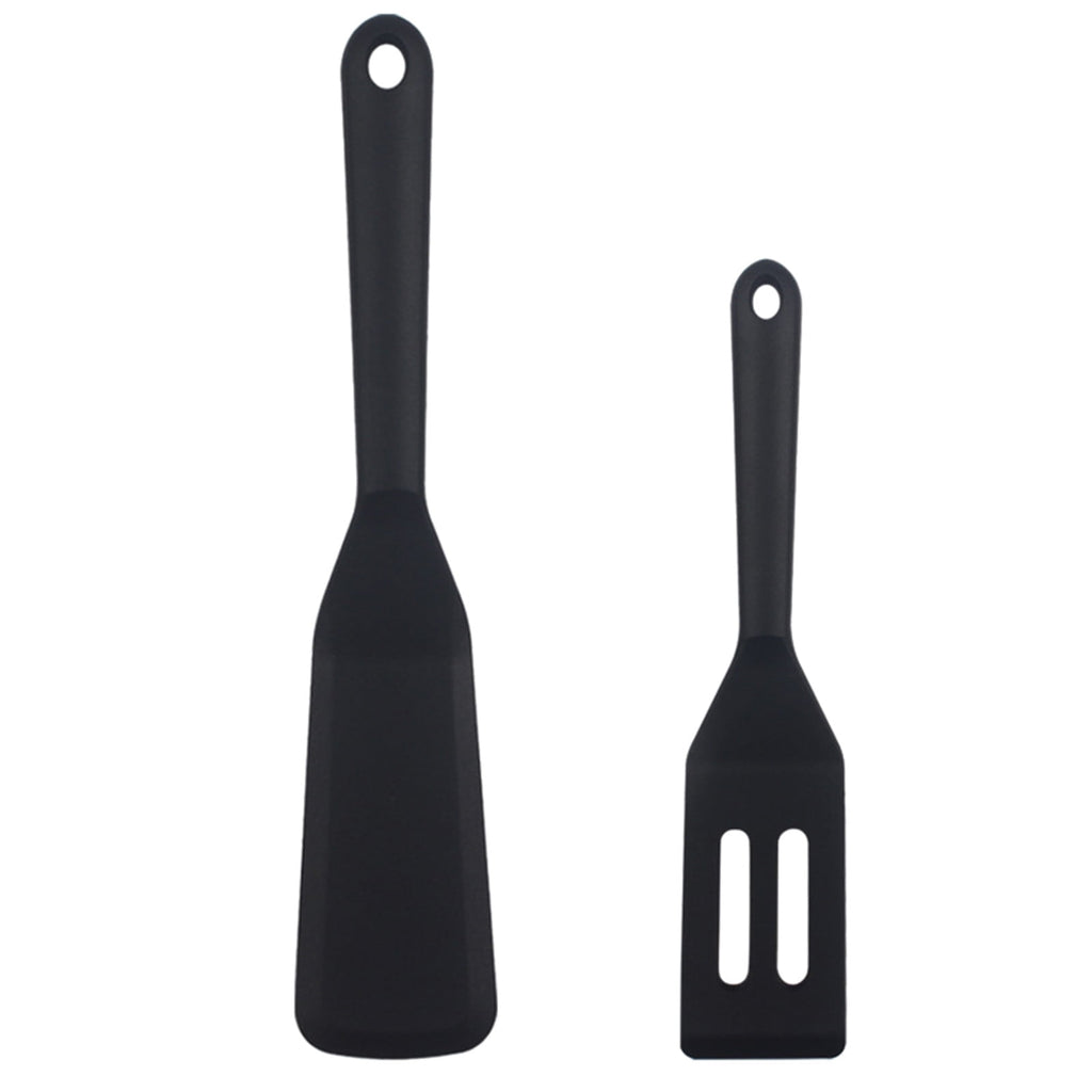 JWDX Spatula, Cooking Utensils Clearance, 2 Piece Silicone Shovel Set Cookie Shovel Fried Egg Spatula Steak Shovel Flat Bottoming Pot Small Spatula Kitchen Tools Red Z1-Black