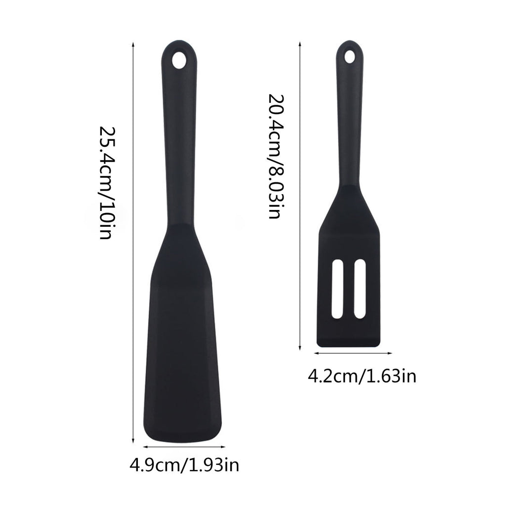 JWDX Spatula, Cooking Utensils Clearance, 2 Piece Silicone Shovel Set Cookie Shovel Fried Egg Spatula Steak Shovel Flat Bottoming Pot Small Spatula Kitchen Tools Red Z1-Black