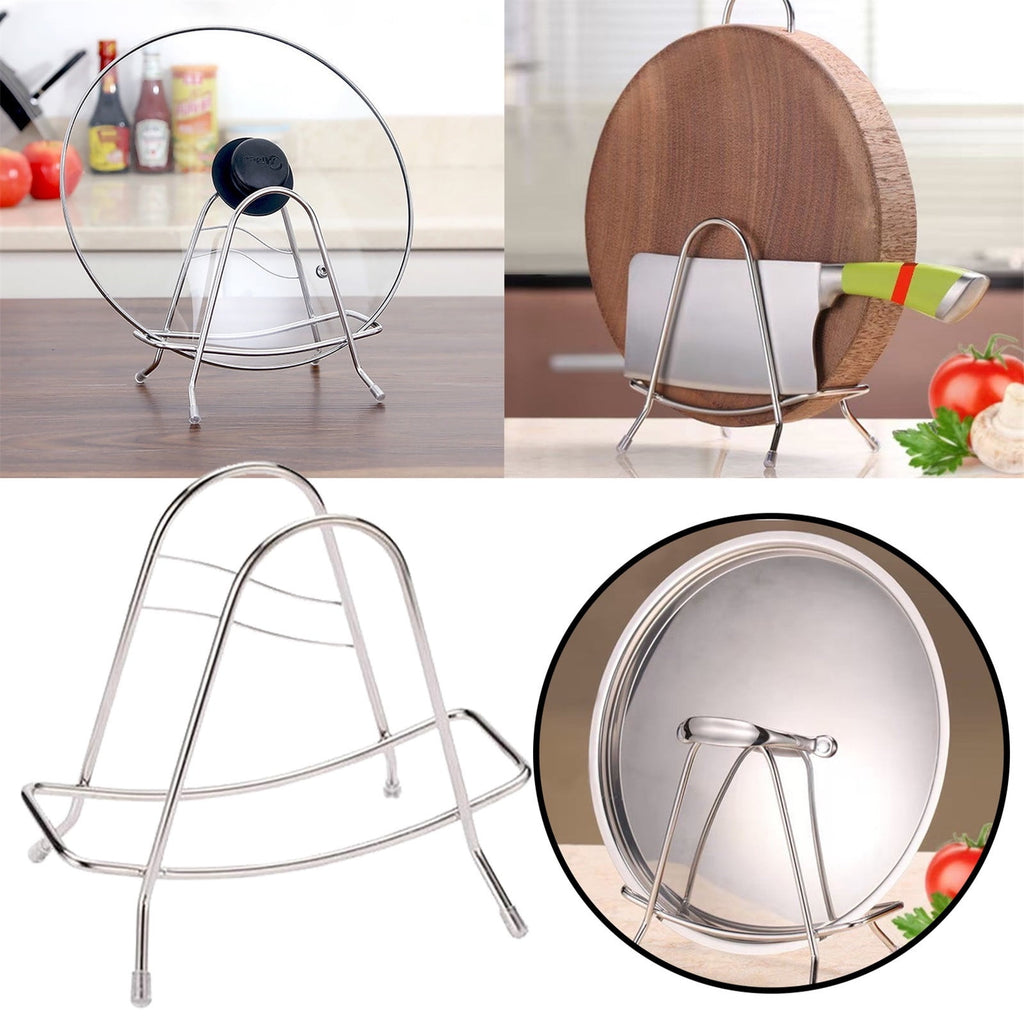 Eewia Rack Clearance! Stainless Steel Cutting Board Rack Household Pot Cover Rack Sitting Kitchen Chopping Board Shelving Shelving Sticky Board Cutting Board Rack Countertop, Include 1*Storage Rack Silver