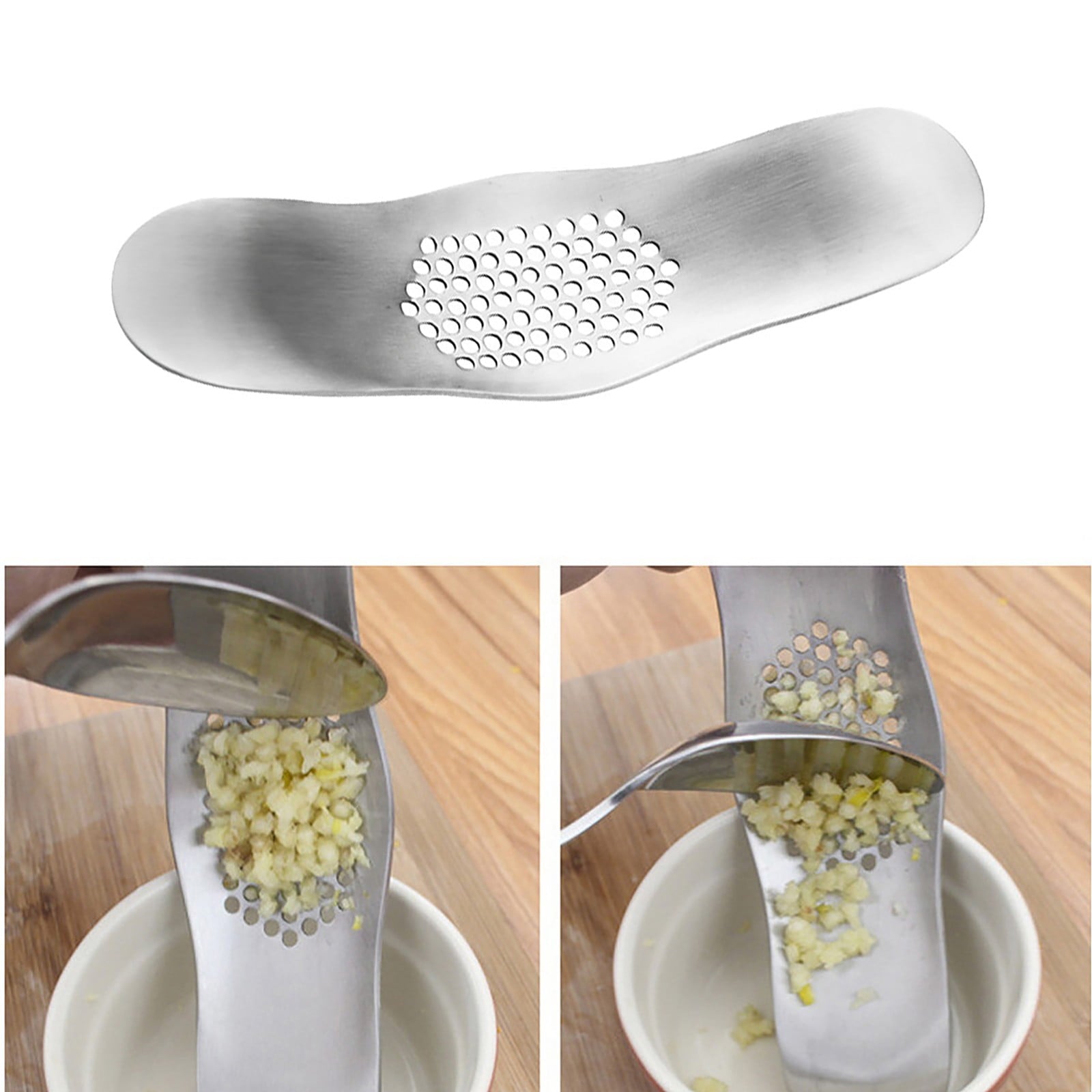 JWDX Garlic Press Clearance! Press Mincer Steel Chopper Rocking Peeler Stainless Crusher Garlic Tool Tools Home Improvement, Garlic Press Promotion Include 1 Stainless Steel Garlic and Ginger Grater AS shown