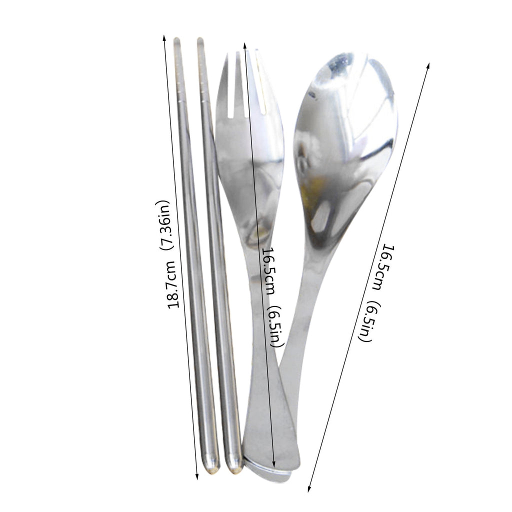 JWDX Tableware Clearance! Portable Cutlery Set 3Pcs Stainless Steel Knife Fork Spoon Family Travel Camping Cutlery Green