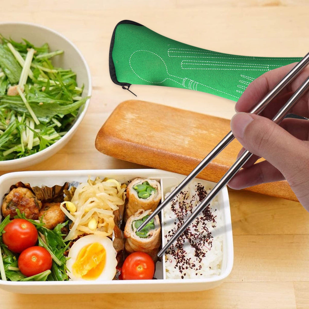 JWDX Tableware Clearance! Portable Cutlery Set 3Pcs Stainless Steel Knife Fork Spoon Family Travel Camping Cutlery Green