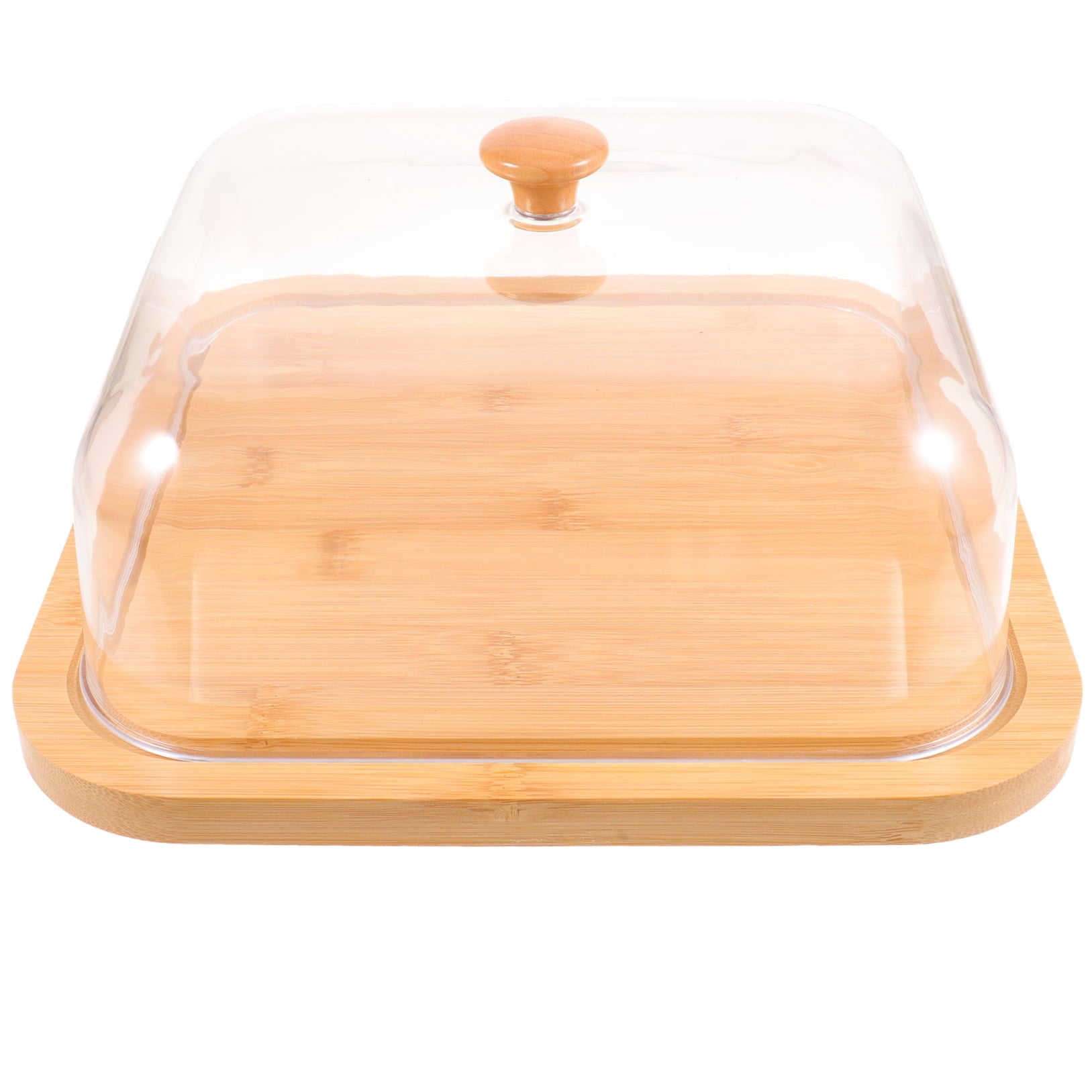 SWETRACE Bamboo Cake Serving Set Food Cover With Elegant Design For Set 10.2X10.2X5.1In