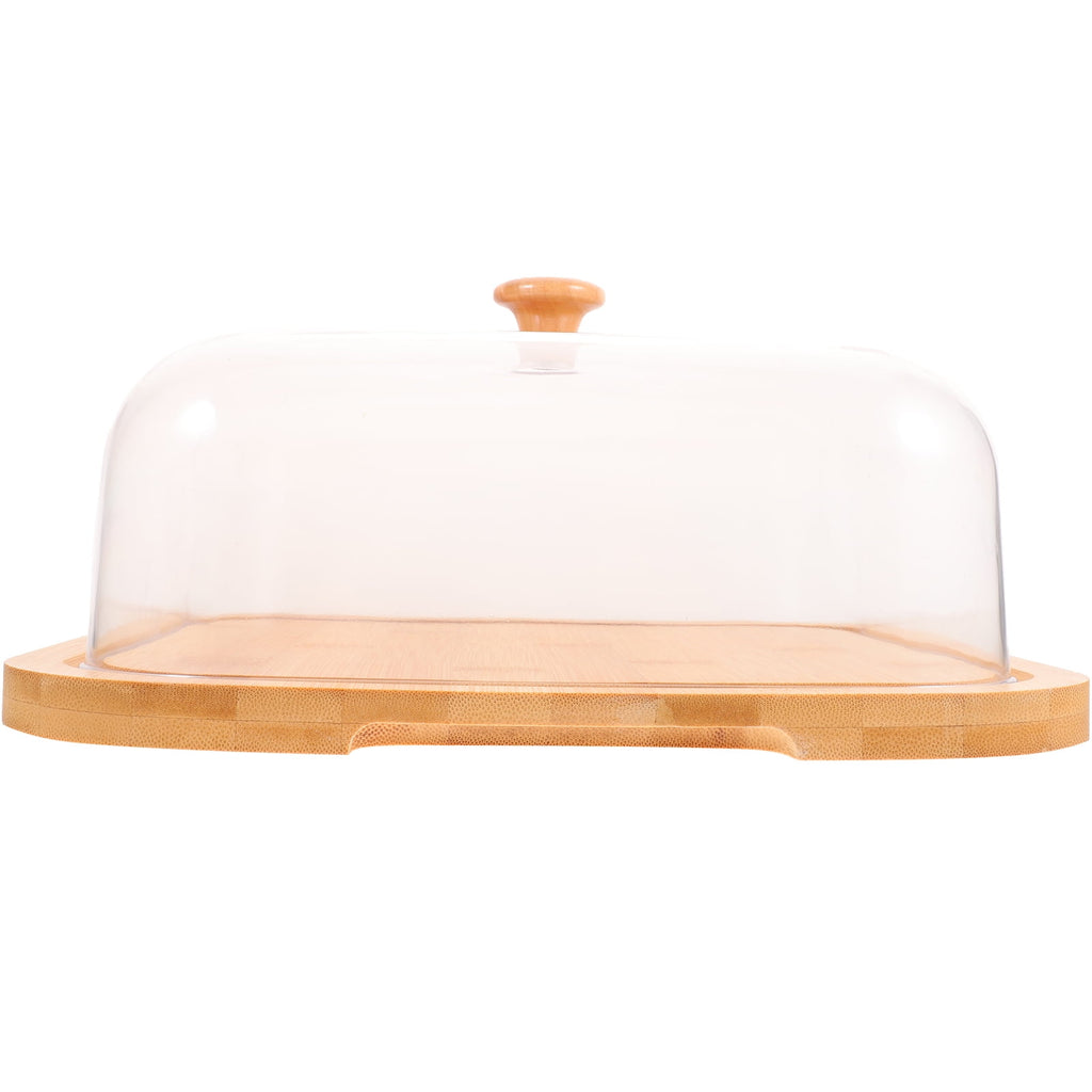 SWETRACE Bamboo Cake Serving Set Food Cover With Elegant Design For Set 10.2X10.2X5.1In