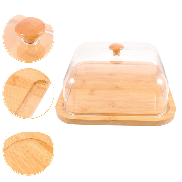 SWETRACE Bamboo Cake Serving Set Food Cover With Elegant Design For Set 10.2X10.2X5.1In - Flavour Fushion Cooking Shop