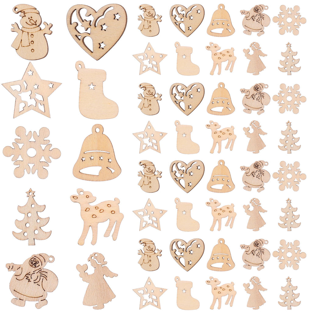 SWETRACE 100Pcs Small Wood Holiday Cutouts Unfinished Wood Slices Diy Wood Chips For Christmas Decorations