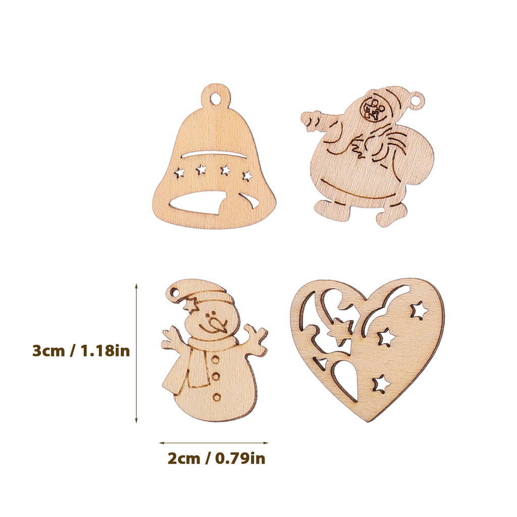 SWETRACE 100Pcs Small Wood Holiday Cutouts Unfinished Wood Slices Diy Wood Chips For Christmas Decorations