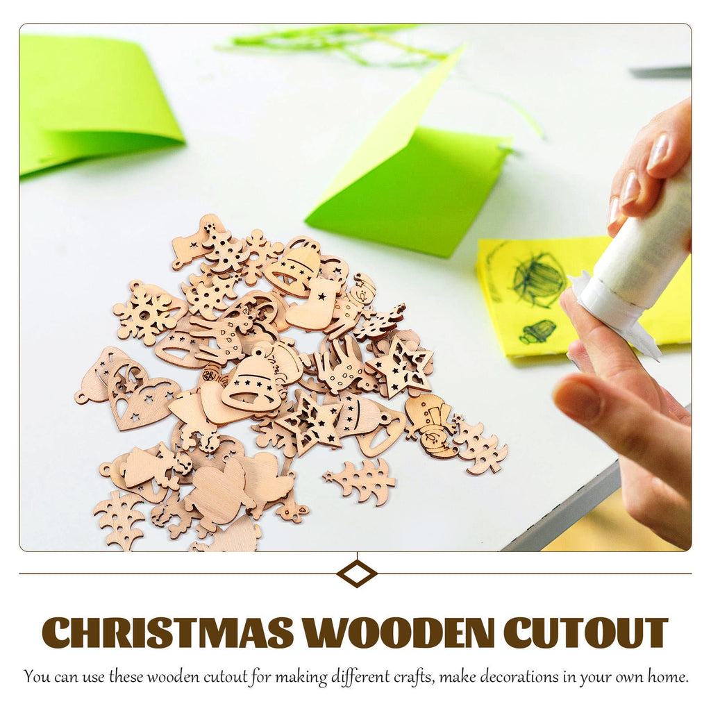 SWETRACE 100Pcs Small Wood Holiday Cutouts Unfinished Wood Slices Diy Wood Chips For Christmas Decorations