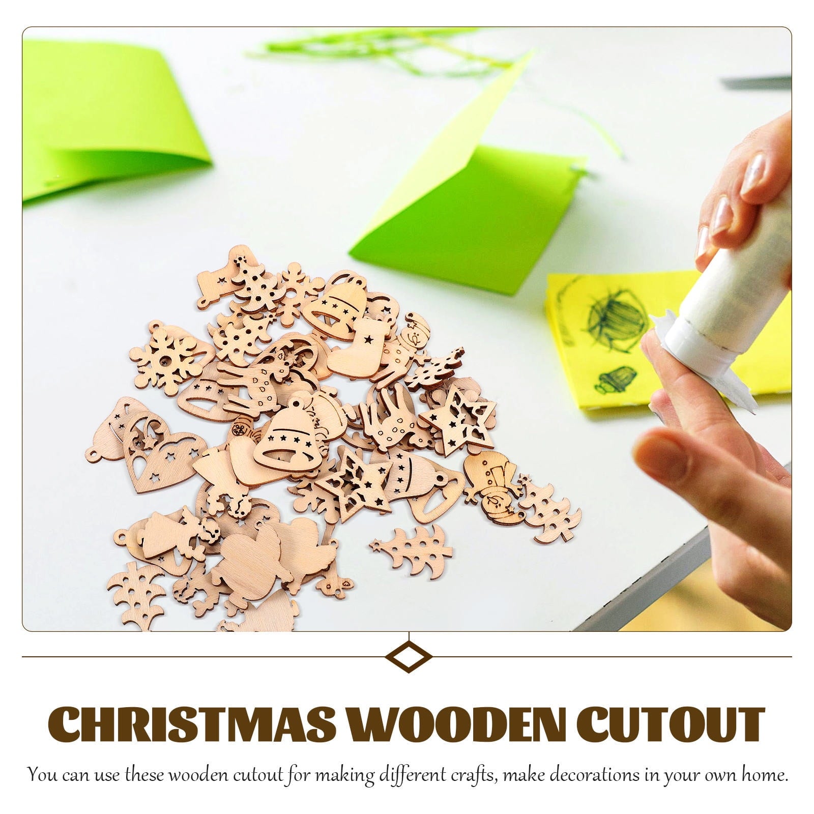 SWETRACE 100Pcs Small Wood Holiday Cutouts Unfinished Wood Slices Diy Wood Chips For Christmas Decorations