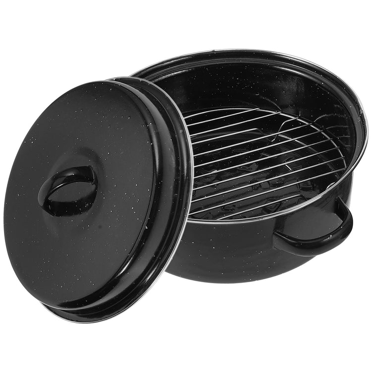 SWETRACE Iron Covered Roaster Pan With Lid Daily Use For Households 10.6X9.4X6.9In - Flavour Fushion Cooking Shop
