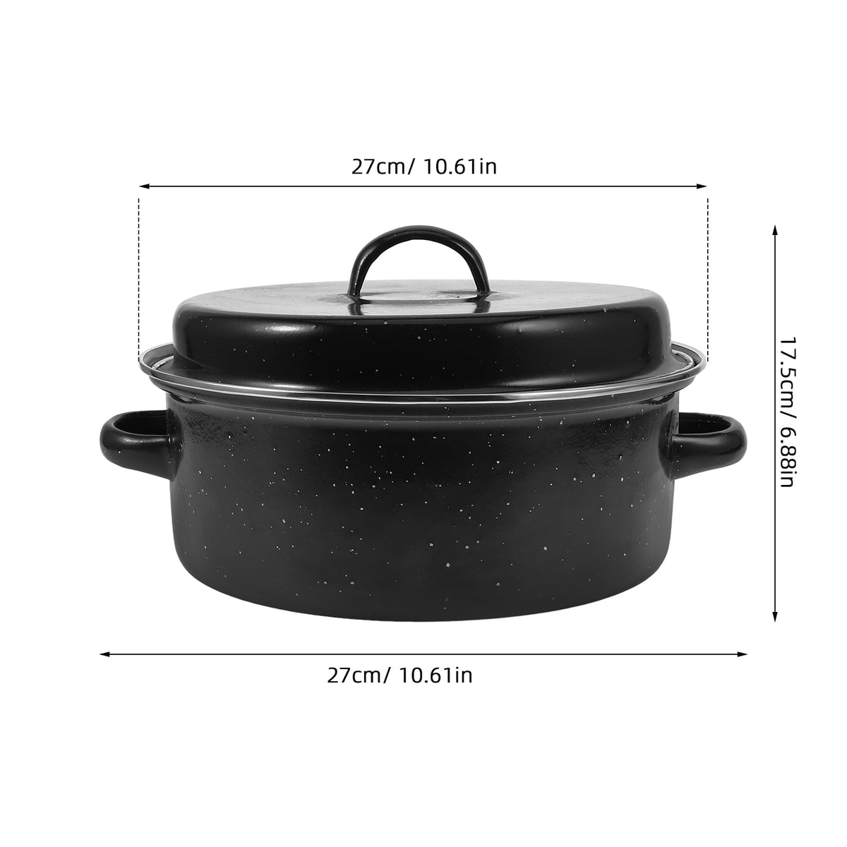 SWETRACE Iron Covered Roaster Pan With Lid Daily Use For Households 10.6X9.4X6.9In - Flavour Fushion Cooking Shop