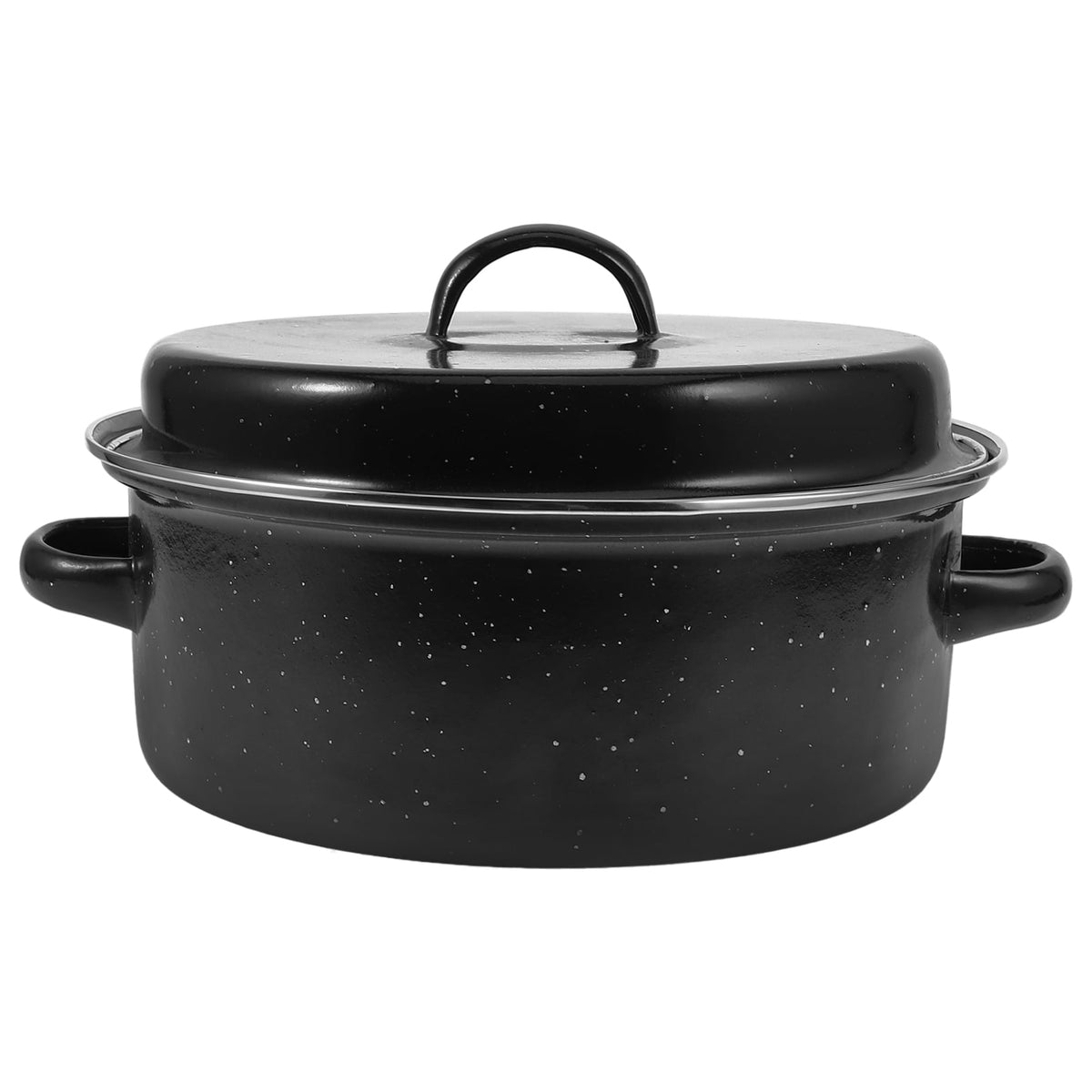 SWETRACE Iron Covered Roaster Pan With Lid Daily Use For Households 10.6X9.4X6.9In - Flavour Fushion Cooking Shop