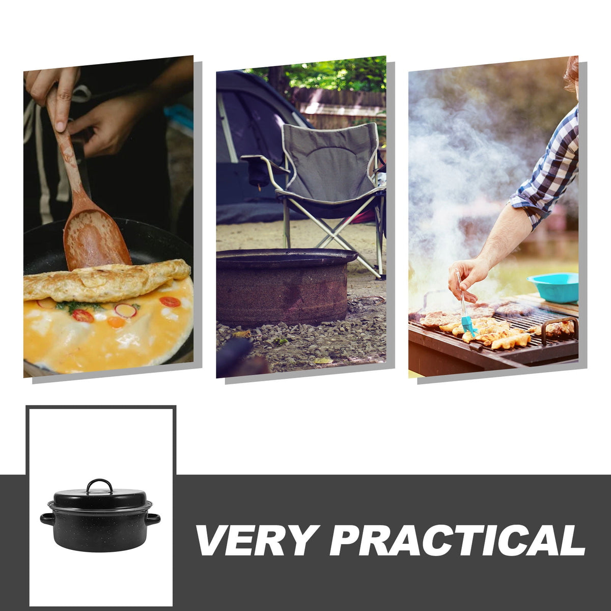 SWETRACE Iron Covered Roaster Pan With Lid Daily Use For Households 10.6X9.4X6.9In - Flavour Fushion Cooking Shop