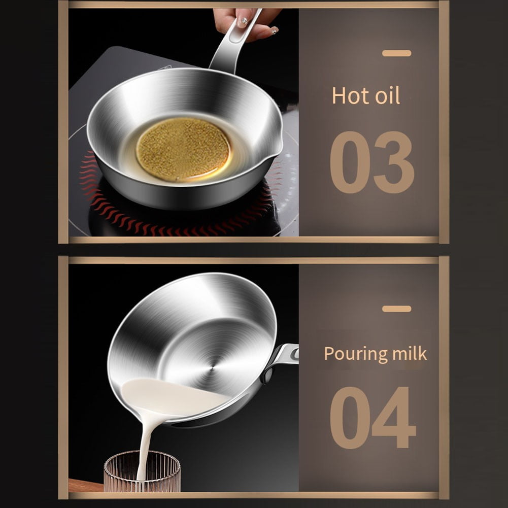 Compact Stainless Steel Sauce Pan Mini Egg Skillet for Easy Cooking and Pouring Suitable for Gas and Induction Stoves S