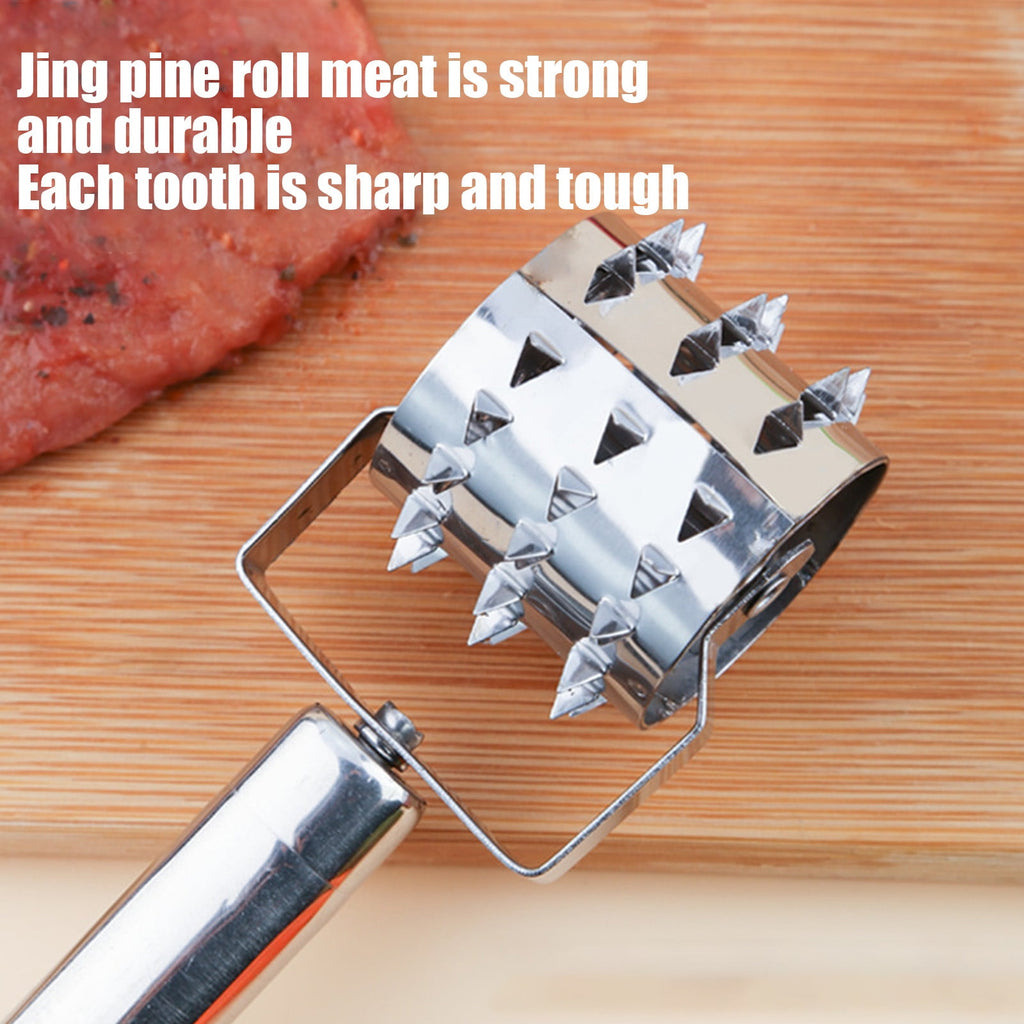 Meat Tenderizer- Stainless Steel Meat Tenderizer Roller Rolling Hammer-Pizza Roll Meat Needle Pin Hole Punch for Steak Chicken Pork Beef