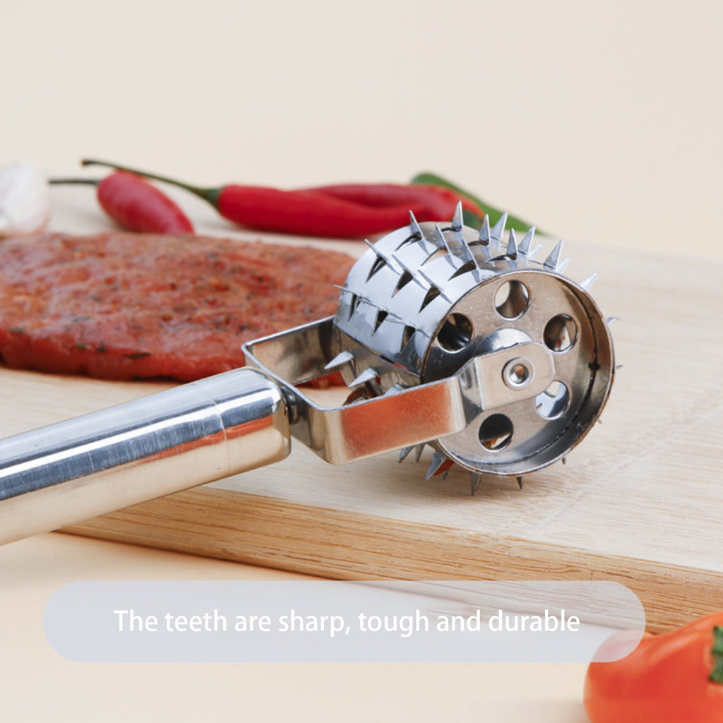 Meat Tenderizer- Stainless Steel Meat Tenderizer Roller Rolling Hammer-Pizza Roll Meat Needle Pin Hole Punch for Steak Chicken Pork Beef