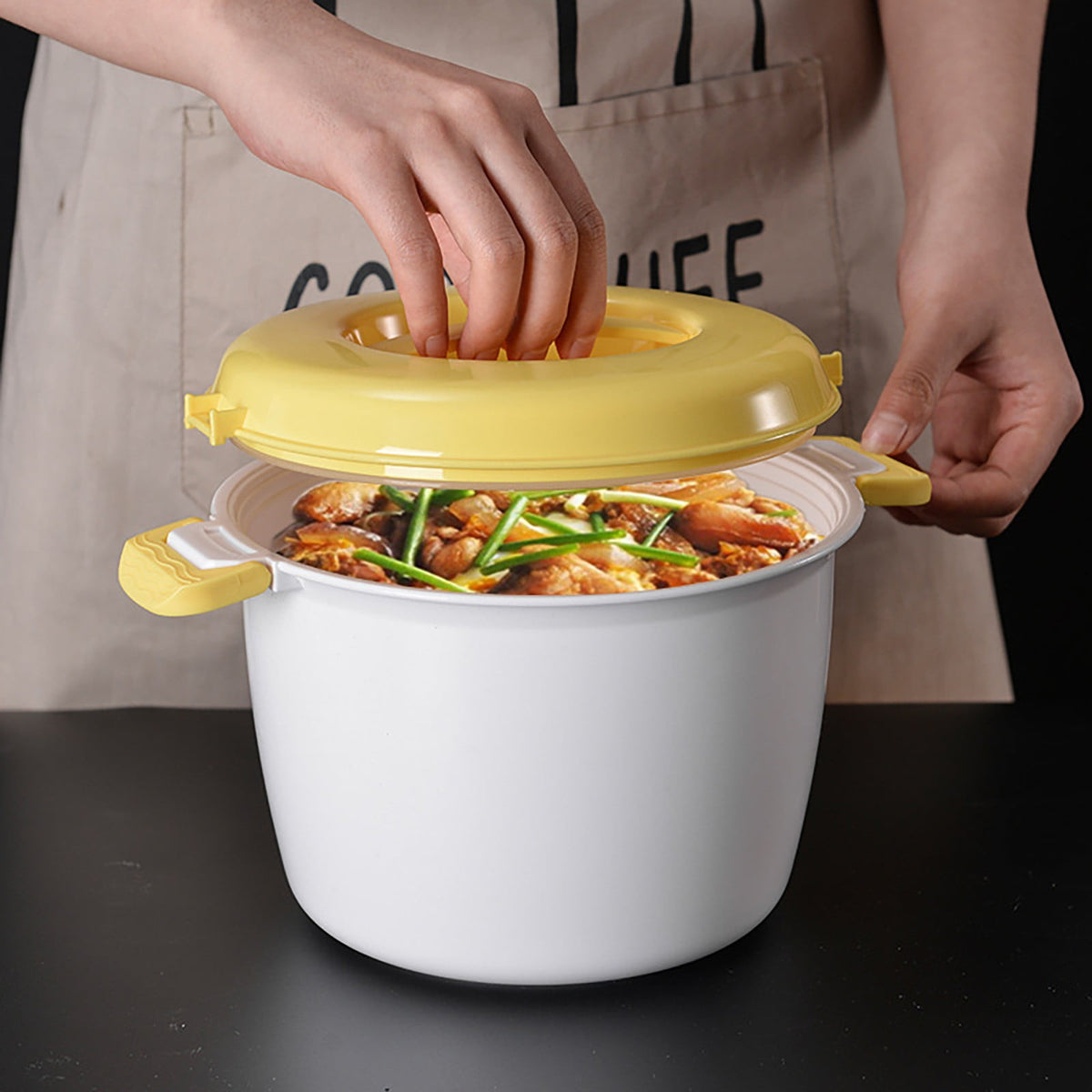 Microwave Rice Cooker, Microwavable Food Container, Yellow - Flavour Fushion Cooking Shop