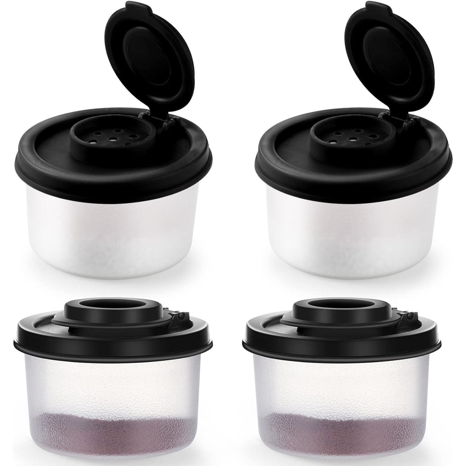 Mini Portable Seasoning Containers Set Salt Pepper Shakers for Camping Picnic Travel Lunch Box Kitchen Utensils Reusable Plastic Spice Jars with Screw Caps,Clear