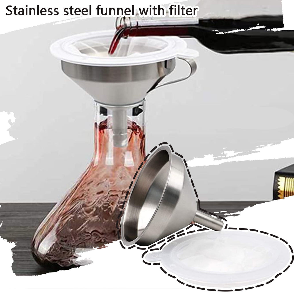 1 Pack Kitchen Funnel with 1 Removable Strainer,Premium Stainless Steel Funnel,5 Inch Food Grade Kitchen Funnels with 100 Mesh Food Filter Strainer for Filling Bottles,Oils, Juice,Wine(silver) silver