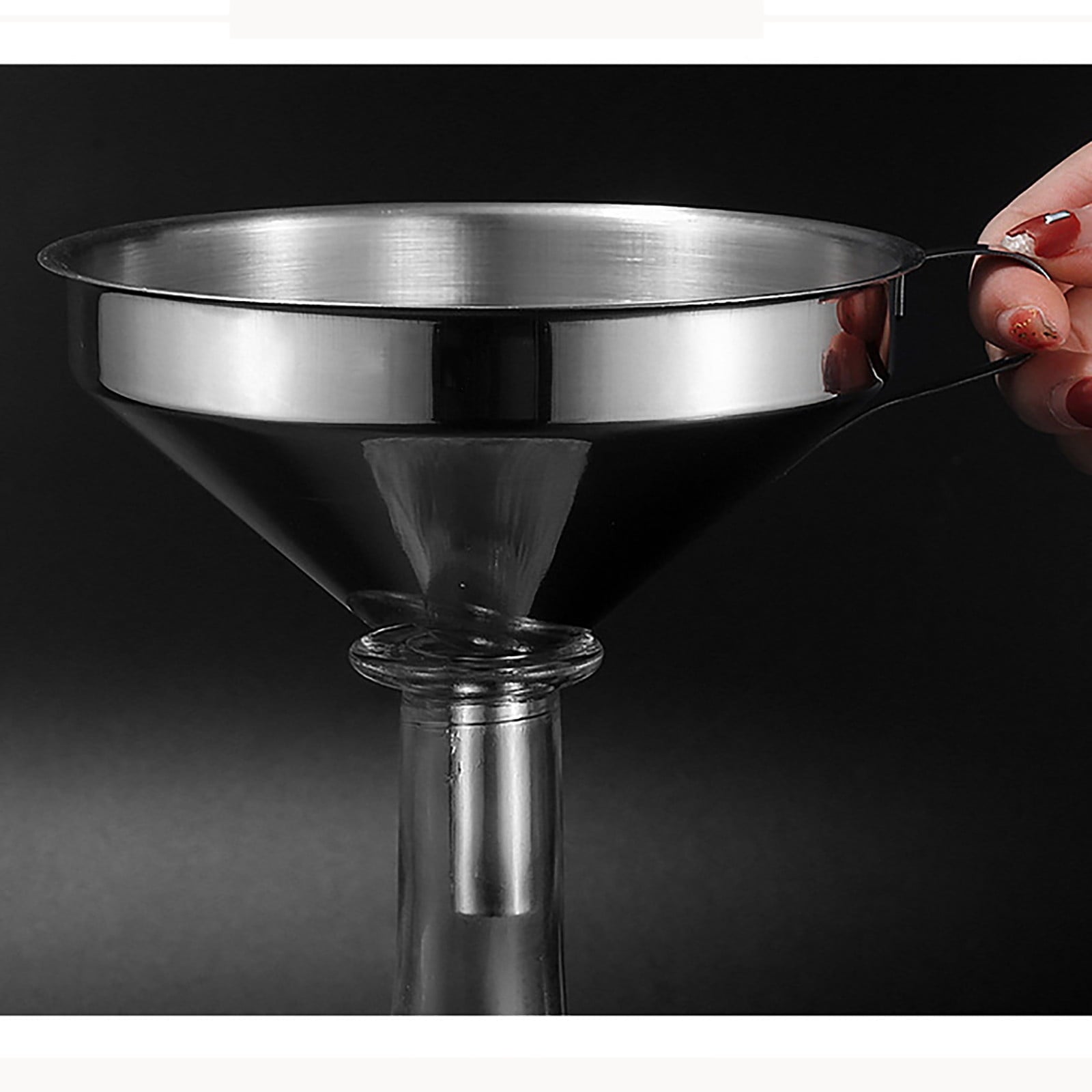 1 Pack Kitchen Funnel with 1 Removable Strainer,Premium Stainless Steel Funnel,5 Inch Food Grade Kitchen Funnels with 100 Mesh Food Filter Strainer for Filling Bottles,Oils, Juice,Wine(silver) silver