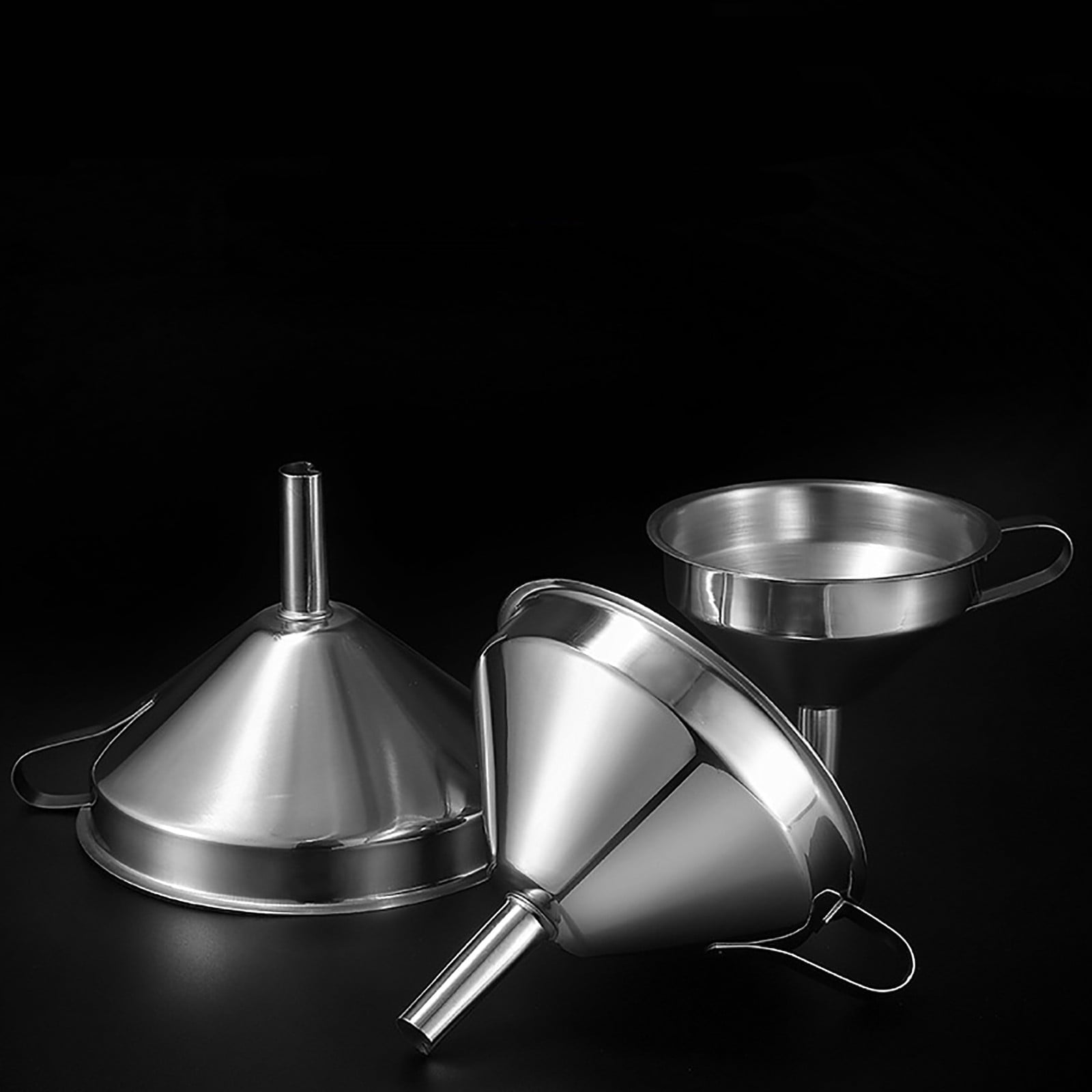1 Pack Kitchen Funnel with 1 Removable Strainer,Premium Stainless Steel Funnel,5 Inch Food Grade Kitchen Funnels with 100 Mesh Food Filter Strainer for Filling Bottles,Oils, Juice,Wine(silver) silver
