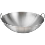 Double Handle Wok, Heavy Duty Stainless Steel Wok Fry Pan, Large Capacity