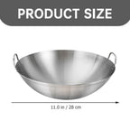 Double Handle Wok, Heavy Duty Stainless Steel Wok Fry Pan, Large Capacity