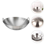 Double Handle Wok, Heavy Duty Stainless Steel Wok Fry Pan, Large Capacity