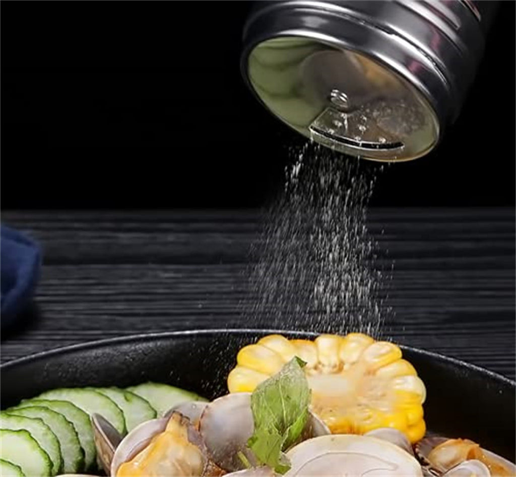 Stainless Steel Spice Shakers, Heavy Duty Salt Sugar Spice Pepper Shaker, Seasoning Cans For Kitchen Cooking and Outdoor Barbecue, 1 Pcs, 3.14x2.28 3.14" x 2.28" Silver