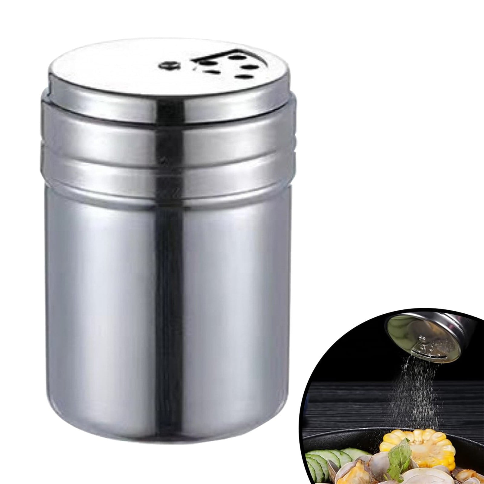 Stainless Steel Spice Shakers, Heavy Duty Salt Sugar Spice Pepper Shaker, Seasoning Cans For Kitchen Cooking and Outdoor Barbecue, 1 Pcs, 3.14x2.28 3.14" x 2.28" Silver1