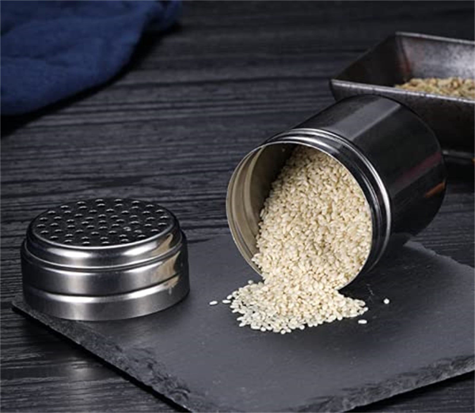 Stainless Steel Spice Shakers, Heavy Duty Salt Sugar Spice Pepper Shaker, Seasoning Cans For Kitchen Cooking and Outdoor Barbecue, 1 Pcs, 3.14x2.28 3.14" x 2.28" Silver1